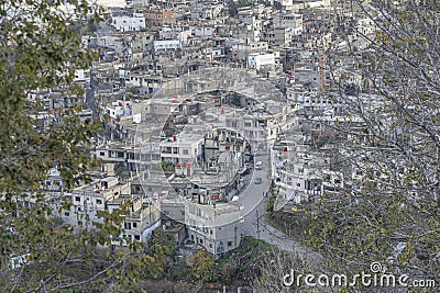 View from the crusader castle Crac des Chevaliers Stock Photo