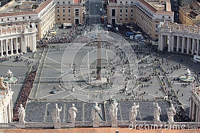 View from the cupola of Vatican Saint Peter's Cathedral Stock Photo