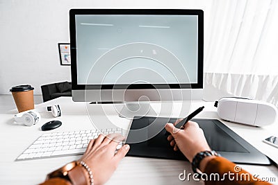 View of 3d visualizer using graphics Stock Photo