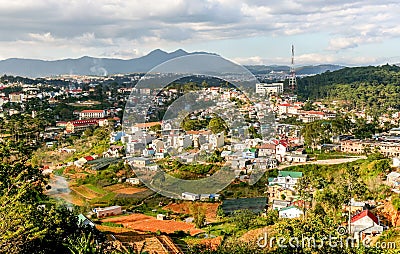 View of Dalat from cable car Stock Photo