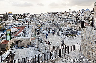 View from Damascus gate to Jerusalem Old Town. Israel. Editorial Stock Photo