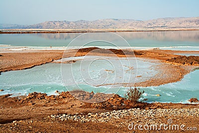 View of Dead Sea Israel coastline Stock Photo