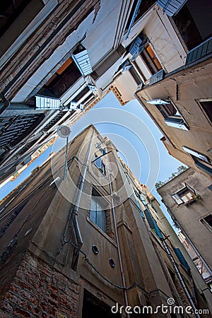 View of dense buildings in venice Stock Photo