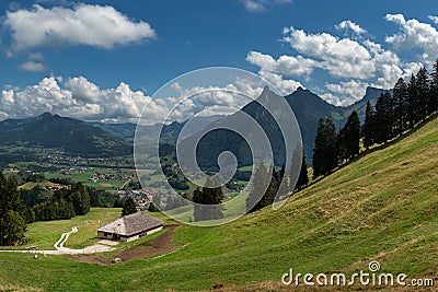 View on Dent de Broc mountain from a hiking path, Switzerland Stock Photo