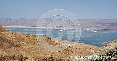 View of the desert and the Dead Sea from Masada, Israel Stock Photo