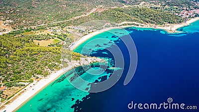 View of the Destenika beach in Greece, Halkidiki Stock Photo
