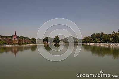 River araund the royal mandalay palace, Myanmar Stock Photo