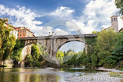 View of devil`s bridge, Cividale del Friuli, Friuli Venezia Giulia, Italy Stock Photo