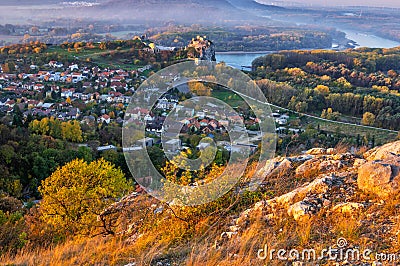 View at Devin castle from Devinska Kobyla mountain Stock Photo