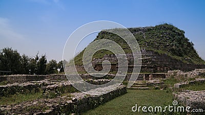 View of the Dharmarajika stupa in Taxila ruins Pakistan Stock Photo