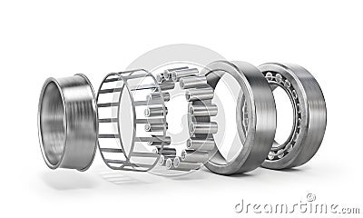 View of disassembled bearing isolated Cartoon Illustration