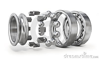 View of disassembled bearing isolated on a white background. See parts of detail Cartoon Illustration