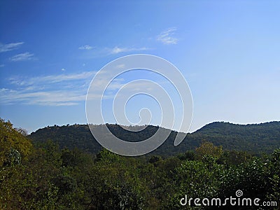 VEGETATION AND HILLS OF THE FAERIE GLEN NATURE RESERVE Stock Photo