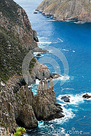 Cape Pillar Dolerite Cliffs, Tasmania, Australia Stock Photo