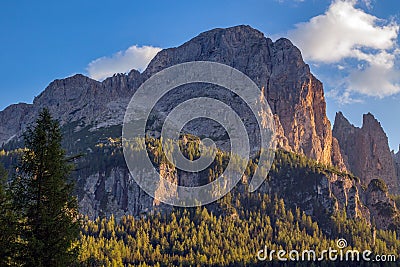 View of the Dolomites from Colfosco, South Tyrol, Italy Stock Photo