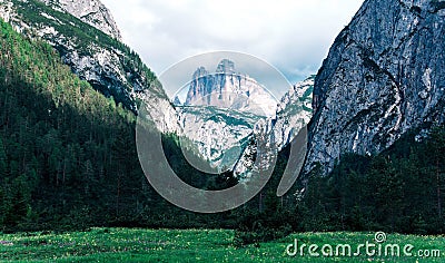 View of Dolomites mountains in Italy. Stock Photo