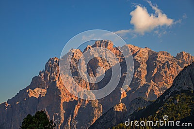 View of the Dolomites near Colfosco, South Tyrol, Italy Stock Photo