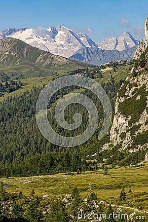 View of the Dolomites near Corvara, South Tyrol, Italy Stock Photo