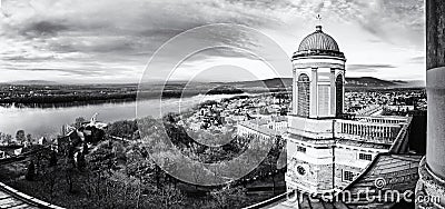 View from dome of the basilica, Esztergom, Hungary, colorless Stock Photo