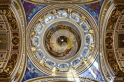 Dome of St. Isaac`s Cathedral from the inside Saint Petersburg Editorial Stock Photo