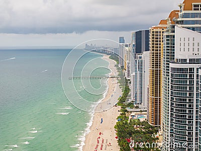 View down the beach Sunny Isles Miami FL September 2023 Editorial Stock Photo