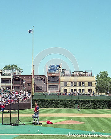 2001 View down the Left Field Line at Wrigley Field Editorial Stock Photo