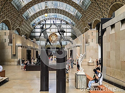 View down length of sculpture court, Musee d'Orsay, Paris, France Editorial Stock Photo