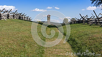 Looking down the Sunken Road at Antietam National Battlefield in Sharpsburg, Maryland, USA. Stock Photo