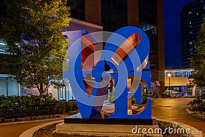 View from downtown Grand Rapids at night - Michigan Stock Photo