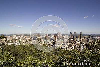 View of the downtown Montreal from the Mount Royal belvedere Stock Photo