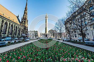 View of Downtown Mount Vernon, baltimore maryand shot from the T Editorial Stock Photo