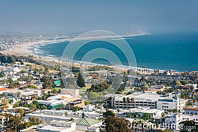 View of downtown Ventura and the Pacific Coast from Grant Park, Stock Photo