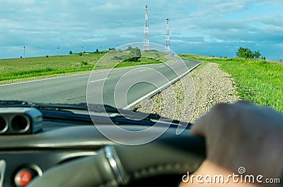 View from the driver`s side of the car Stock Photo