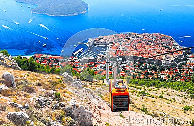 View of Dubrovnik from the observation platform of the cable car Stock Photo