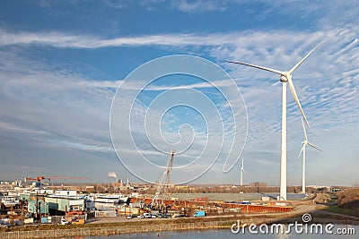 View at the Dutch Kleefse Waard industrial area in Arnhem Stock Photo