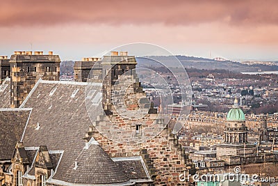 View from Edinburgh Castle, panoramic view of Edinburgh with buildings Editorial Stock Photo