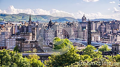 View of Edinburgh city on Calton Hill, Scotland. Stock Photo