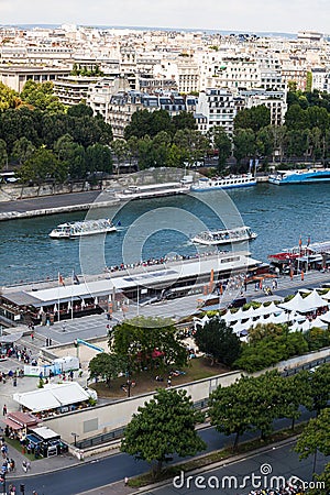 The view from the Eiffel Tower across the river Seine Editorial Stock Photo