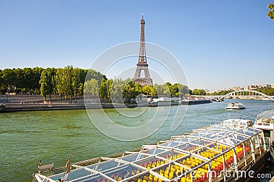 View of Eiffel tower from Seine Editorial Stock Photo