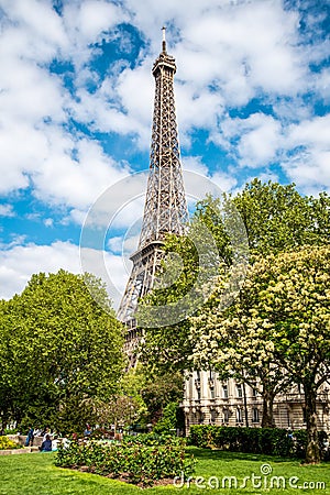 View of the Eiffel Tower in Summer, Paris Editorial Stock Photo