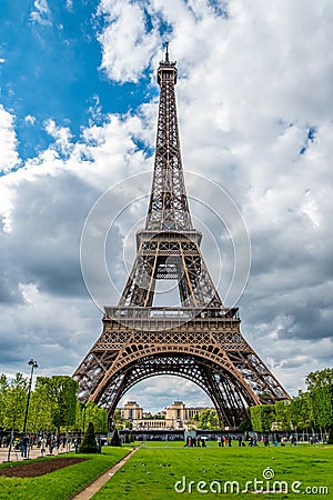 View of the Eiffel Tower in Summer, Paris Editorial Stock Photo