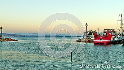 View of the Eilat Bay with yachts Stock Photo