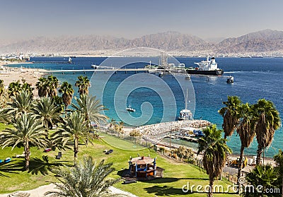 View from Eilat towards Aqaba in Jordan, Eilat. Israel. Stock Photo