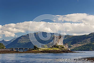 View of the Eilean Donan Castle in the Highlands of Scotland, United Kingdom Stock Photo