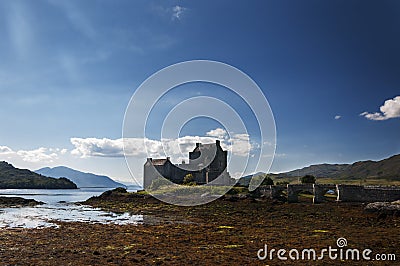 View of the Eilean Donan Castle in the Highlands of Scotland, United Kingdom Stock Photo