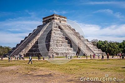 View of El Castillo pyramid at Chichen Itza Editorial Stock Photo