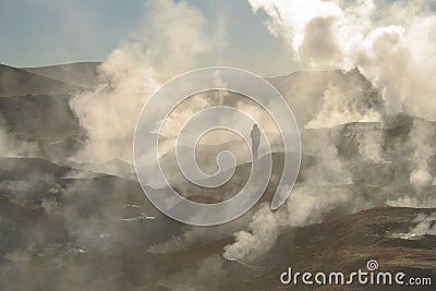 A view of the El Tatio - the geysers in Chile - Atacama desert Stock Photo