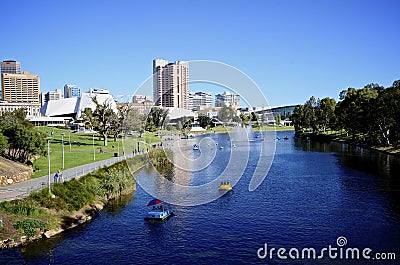 View of Elder Park in Adelaide and Torrens River Editorial Stock Photo