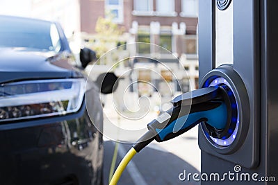 View from an Electric Car Charging Column Stock Photo