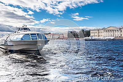 View of the embankment in the city of Sankt-Peterburg in summer day Stock Photo